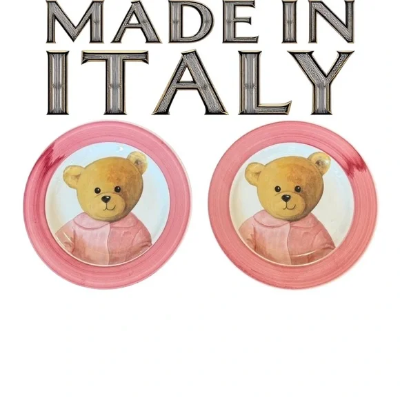 2 Vintage Italian Alimenti Teddy bear 8" plates - Picture 1 of 13